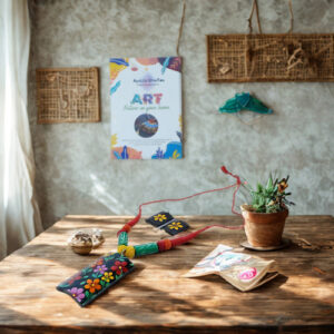 Handmade Bambu and fabric Jewellery[16.5X21cm]
