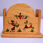 Hand Painting Warli Art Tea Coasters (Round Shaped)-SIL/MMSJ
