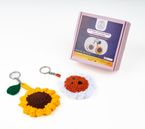 Sunflower & Daisy Crochet Keychain Set of 2 Each