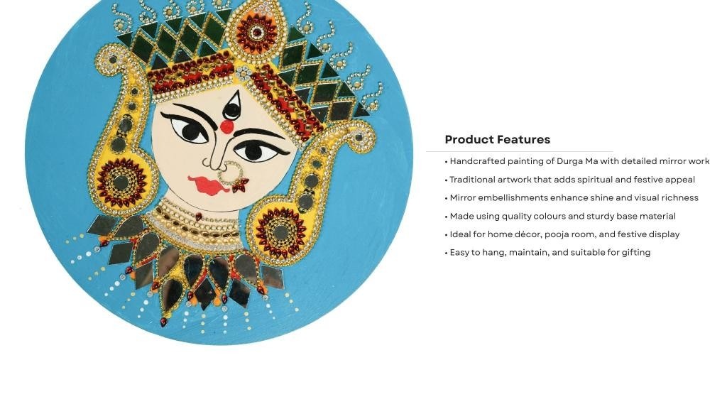 Durga Maa Diamond Work Wall Hanggig - Image 4